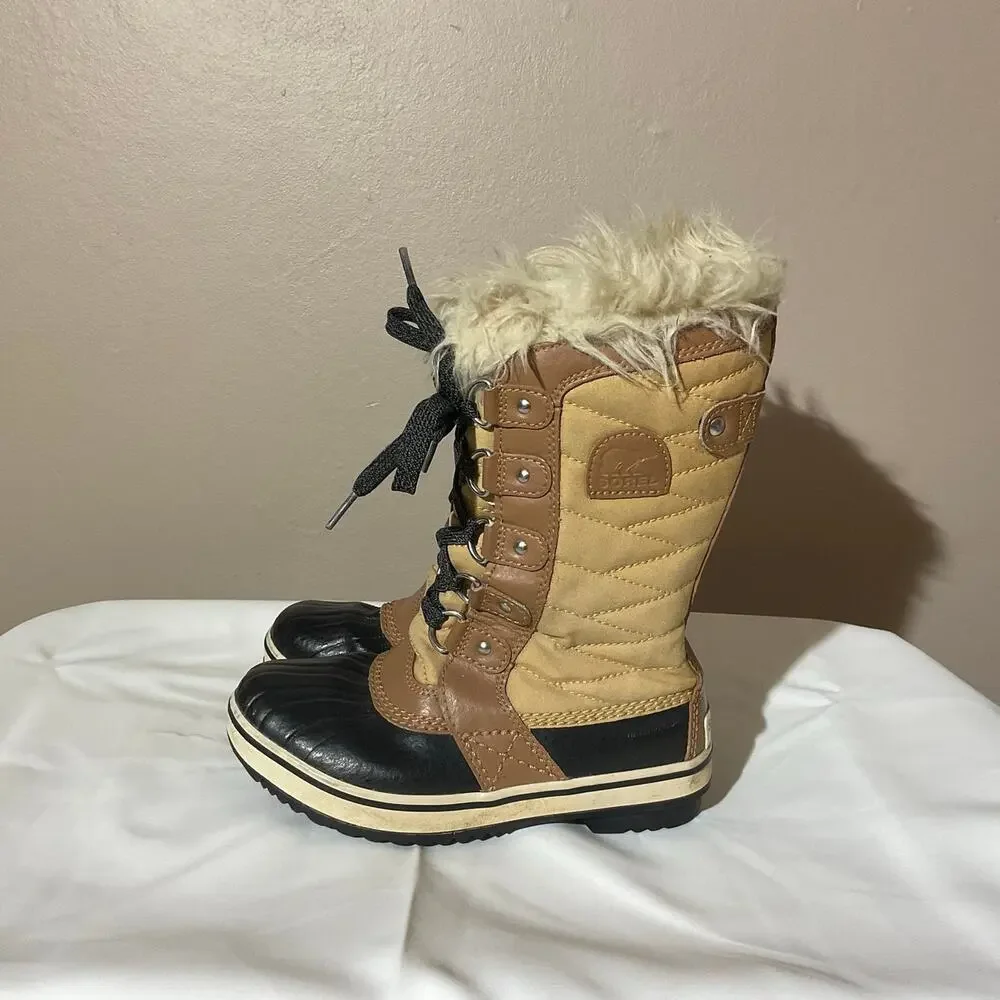 SOREL Tofino Lace-Up Waterproof Snow Boots Youth Size 1 Brown